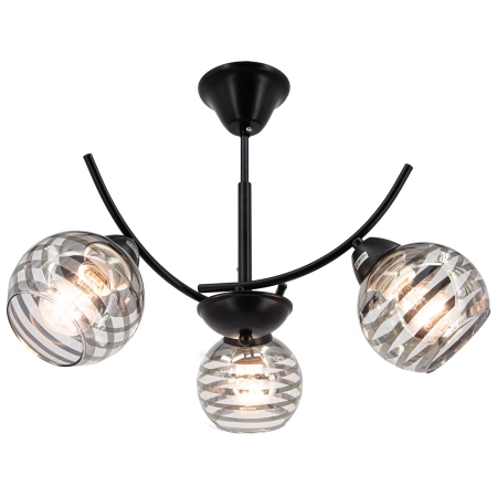 Plafon czarny metalowy z trzema szklanymi kloszami 6251/3 BL z serii AVA - Lampy Elem